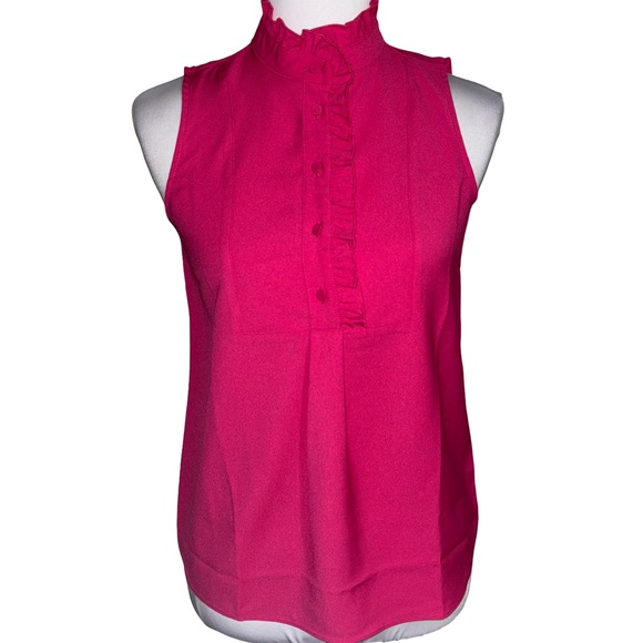 J. Crew Tops - J. Crew Vibrant Pink Ruffle Blouse
